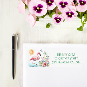 Spring Waterverf Flamingo retouradres Etiket