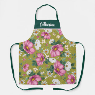 Spring waterverf floraal gepersonaliseerd Schort