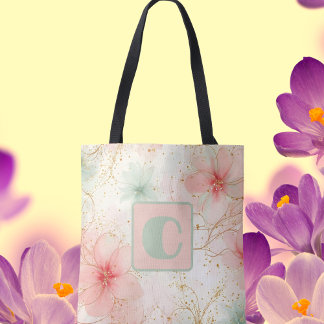Spring Waterverf Floral Garden Draagtas