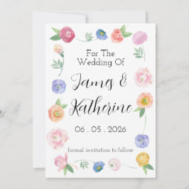 Spring Waterverf Floral Save the Date Kaart