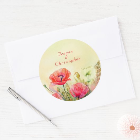 Spring Waterverf Flower Boho Wedding Ronde Sticker (Envelop)