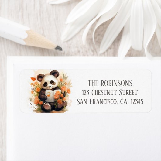 Spring Waterverf Panda - retouradres Etiket (Insitu)