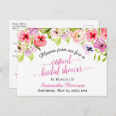 Spring Waterverf Pansies Virtual Vrijgezellenfeest Uitnodiging Briefkaart (Voorkant / Achterkant)