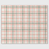 Spring Waterverf Pastel Perzik Groen Plaid Cadeaupapier (Vlak)