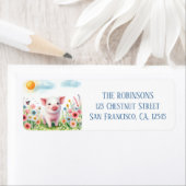 Spring Waterverf Pig Retouradres Etiket (Insitu)