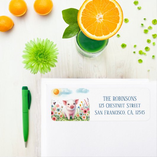 Spring Waterverf Pig Retouradres Etiket