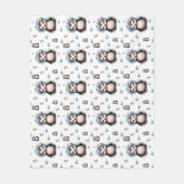 Spring Waterverf Pinguïns met Bloemen in Wit Fleece Deken (Voorkant)