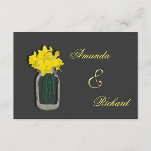 Spring Wedding Daffodils Mason Jar Invites Kaart