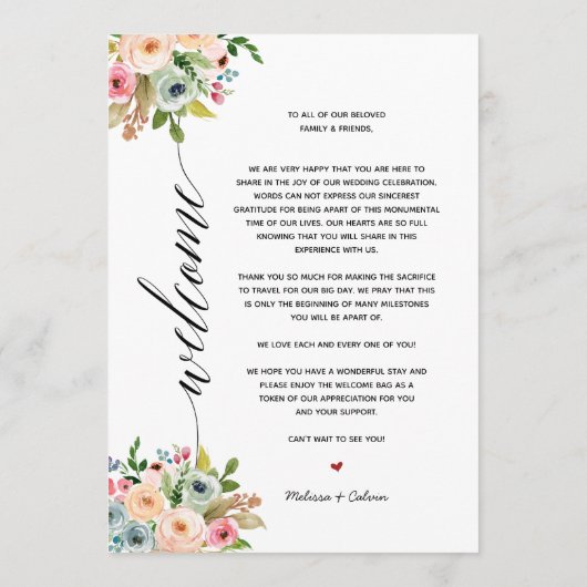 Spring Wedding Elegant Calligraphy Itinerary Card Programma (Achterkant)