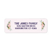Spring Wedding Return Address Labels roze marine (Voorkant)