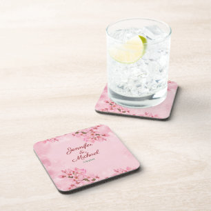 Spring Wedding Roze Kersenbloesems Bier Onderzetter