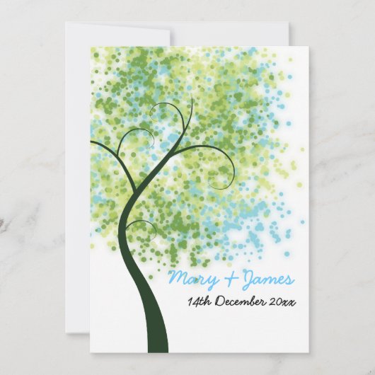 Spring Wedding Swirly Tree "Save the Date" Kaart (Voorkant)