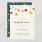 Spring Whimsical Wildbloemen Geel Girl Birthday Kaart (Voorkant / Achterkant)