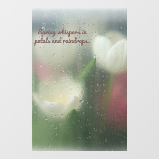 Spring Whispers in bloemblaadjes en regendruppels Raamsticker (Vel)