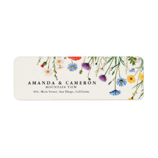 Spring Wild Flower Meadow Trouwadres Etiket
