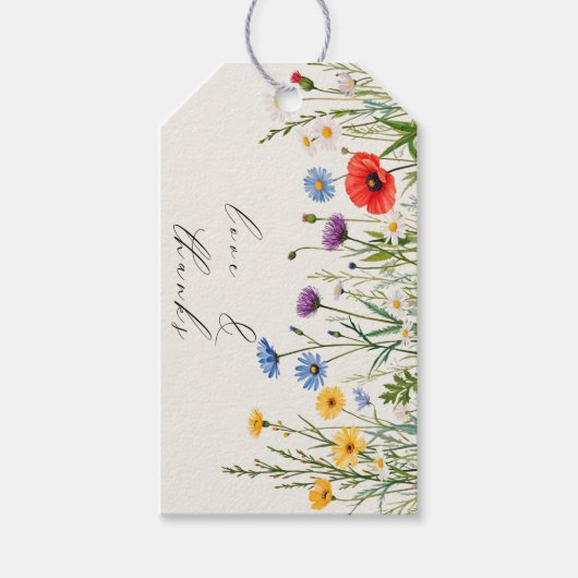 Spring Wild Flower Meadow Wedding Cadeaulabel (Voorkant)
