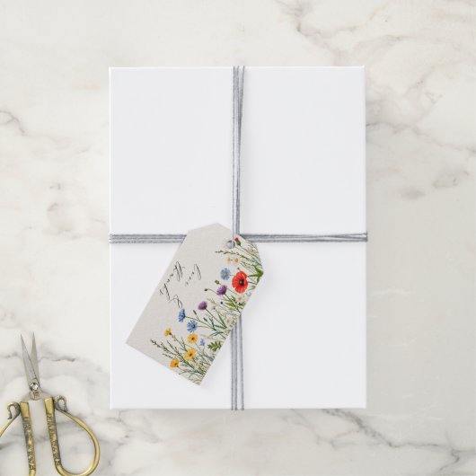 Spring Wild Flower Meadow Wedding Cadeaulabel (Met Touw)