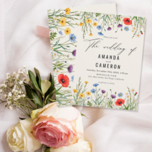 Spring Wild Flower Meadow Wedding Kaart
