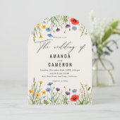 Spring Wild Flower Meadow Wedding Kaart (Staand voorkant)
