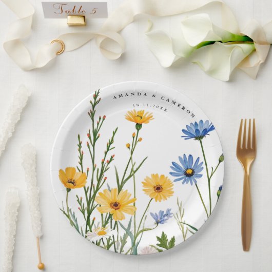Spring Wild Flower Meadow Wedding Papieren Bordje (Huwelijk)