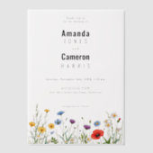 Spring Wild Flower Meadow Wedding Vellum Uitnodigingen (Voorkant)