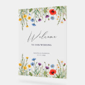 Spring Wild Flower Meadow Wedding Welkom Acryl Bord (Hoek)