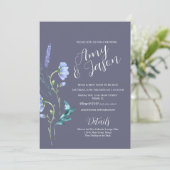 Spring Wild Flower Wreath Muted Paars Wedding Kaart (Staand voorkant)