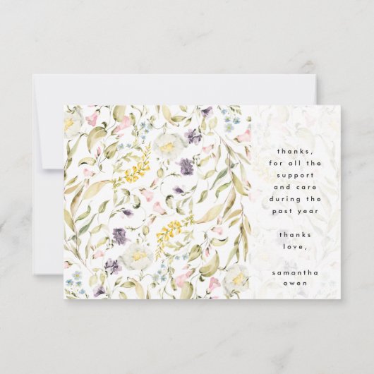 Spring Wildbloemen Boho Foto University Afstudeerd Bedankkaart (Achterkant)