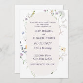 Spring Wildbloemen Elegant Wedding Invitation Kaart (Voorkant / Achterkant)