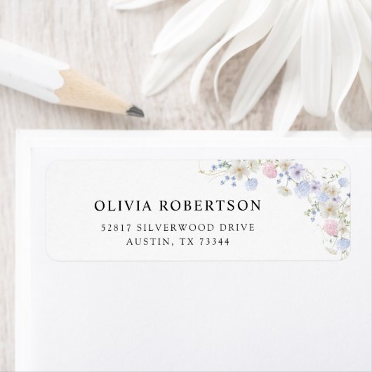 Spring Wildbloemen Paarse roze bruiloft Etiket (Insitu)