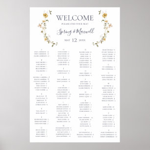 Spring Wildflower Alfabetische zitplaats Poster