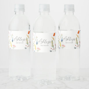 Spring Wildflower Baby in Bloom Baby shower Waterfles Etiket