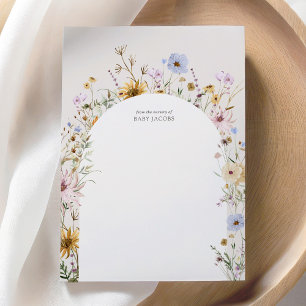 Spring Wildflower Baby shower Dank u kaart