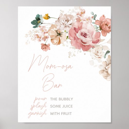 Spring Wildflower Baby shower Moeder Osa Bar Poster (Voorkant)
