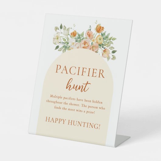 Spring Wildflower Baby shower Pacifier Hunt Game Reclamebord Met Voetstuk (Voorkant)