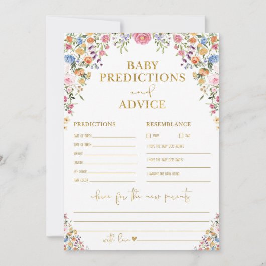 Spring Wildflower Baby Voorspellingen & Advies Kaa Kaart (Voorkant)