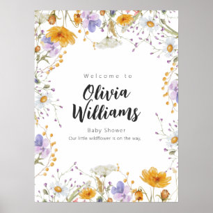 Spring wildflower bloemenwelkom Baby shower Poster