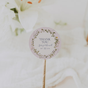 Spring Wildflower Blush Bedankt voor je favoriet Ronde Sticker