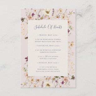 Spring Wildflower   Blush Schedule of Events Card Informatiekaartje