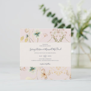 Spring Wildflower Blush Square Weddenschap Kaart