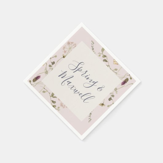 Spring Wildflower | Blush Wedding Napkins Servet (Hoek)
