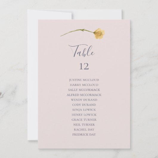 Spring Wildflower BlushTable Number Seating Chart (Voorkant)