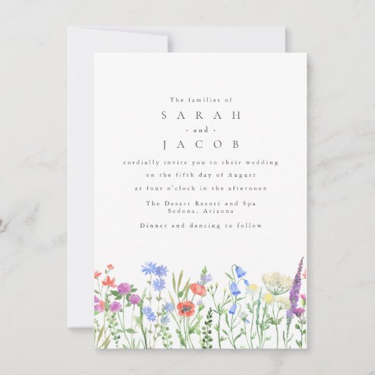 Spring Wildflower Boho Garden QR Code Huwelijk Kaart (Voorkant)