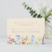 Spring Wildflower Boho Garden Wedding RSVP Kaartje (Staand voorkant)