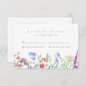 Spring Wildflower Boho Tuin Bruiloft RSVP (Voorkant / Achterkant)