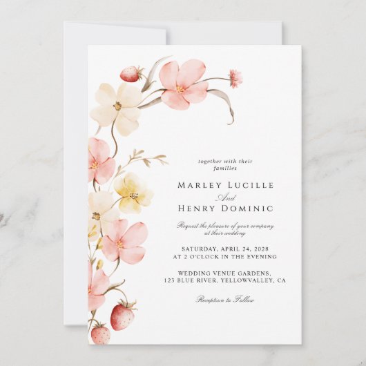 Spring Wildflower Botanical Garden Wedding Kaart (Voorkant)