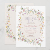 Spring Wildflower Butterfly Bridal Tea Kaart (Voorkant / Achterkant)