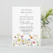 Spring Wildflower Colorful Boho Botanical Wedding Kaart (Staand voorkant)