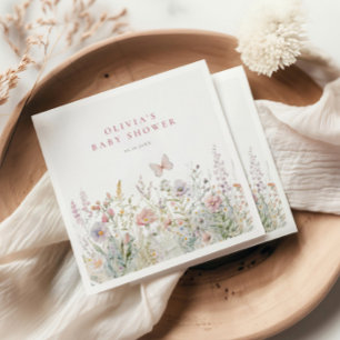 Spring Wildflower Field Vlinder Baby shower Servet