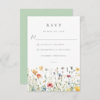 Spring Wildflower Field Wedding RSVP Card